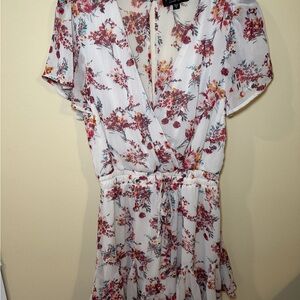 Trixxi White Dress with Red and Pink Floral Design